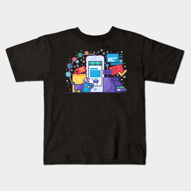 Shop Shopping Kids T-Shirt by Hashop